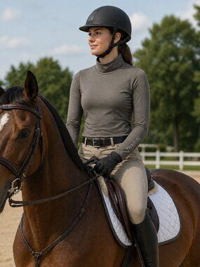 Pikeur | Womens Equestrian Polo Roll Neck Base Layer Long Sleeve Gray, Size S